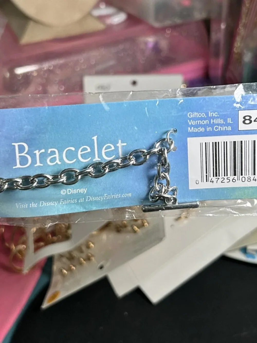 Title: Vintage Disney Fairies Tinker Bell Silver-Tone Toggle Bracelet NIP